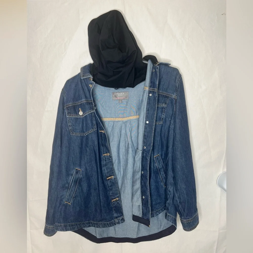 Torrid Blue Denim Jacket with Tan Stitching - Picture 1 of 4